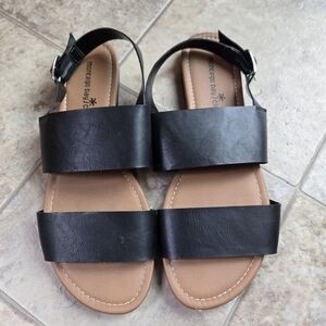 Black Strappy Flat Sandals